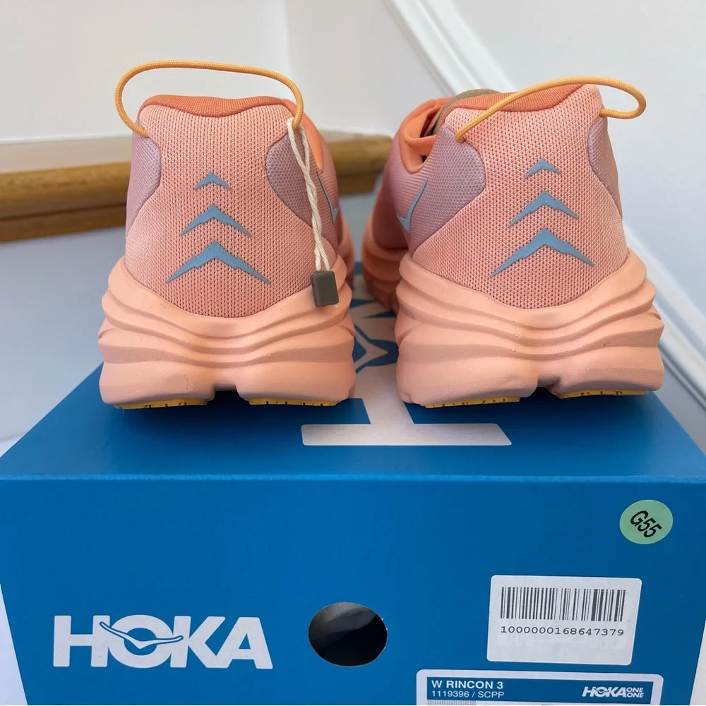 NWT Hoka Rincon 3 women’s running shoes , brand new in box , coral salmon orange - Picture 13 of 16